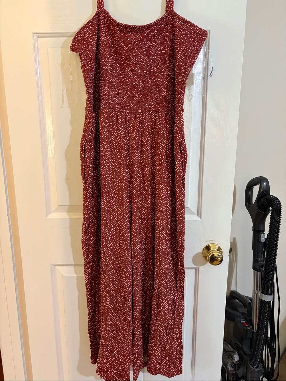 Old Navy Rust Red Polka Dot Jumpsuit